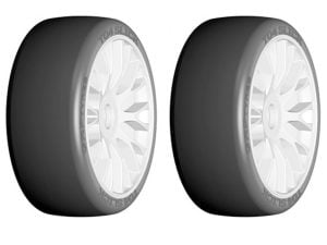 GRP GTJ04-XM3 1:8 GT T04 SLICK XM3 Soft Tires w/ 20-Spoke White Wheel (2)