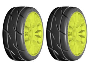 GRP GTY03-XB1 1:8 GT T03 REVO XB1 Ultra Soft Tires w/ 20-Spoke Yellow Wheel (2)