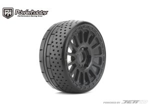 Powerhobby 1/8 GT Hot Dot Belted Mounted Tires 17mm Medium Soft Compound Radial Wheels