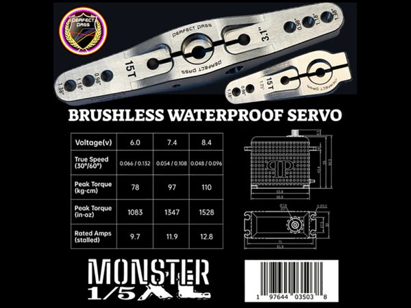 Perfect Pass RC Monster XL 110KG Brushless HV Servo for 1/5 RC