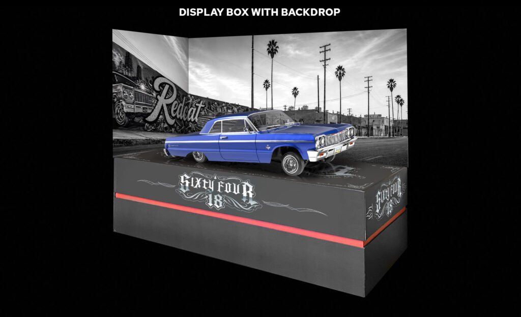 Display box with backdrop.