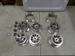 Used Rovan, King Motor Baja 5B Aluminum wheels, (5) front, (3) rear, incomplete missing some parts