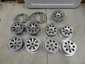 Used Rovan, King Motor Baja cast aluminum wheels, 2 sets of four (2) damaged, some beadlocks, no screws