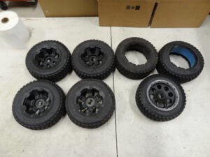 Used Baja Truck wheel and tires, 180x70 Desert Buster and assorted spares (7) total