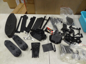 Used Rovan, King Motor Baja 5T and 5SC body mounts and parts, foam bumper, and skis