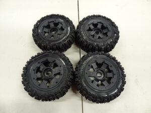 Rovan wheels + tires, excavator, nylon rim, 4x, like new