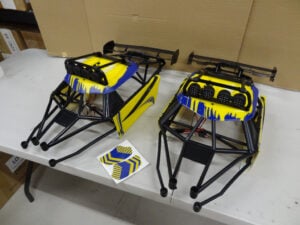 Rovan Baja FT truck cage + panels, 2x yellow, missing parts, scratch + dent