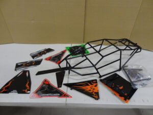 Rovan 1/5 scale metal V2 cage for baja 5B, misc panels and LEDs, missing some parts, scratch + dent