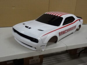 Primal RC Challenger White, Ramcharger stickers, used, no LED controlled, missing front turn signals