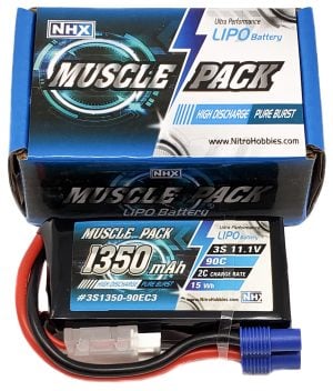 NHX Muscle Pack 3S 11.1V 1350mAh 90C Lipo Battery w/ EC3 Connector